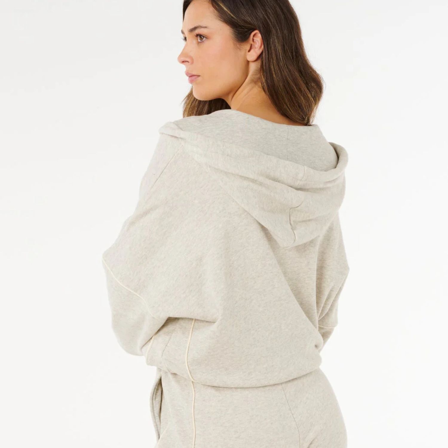 RIPCURL WOMENS SURF SIDE SPLICED ZIP THROUGH FLEECE - GREY MARLE