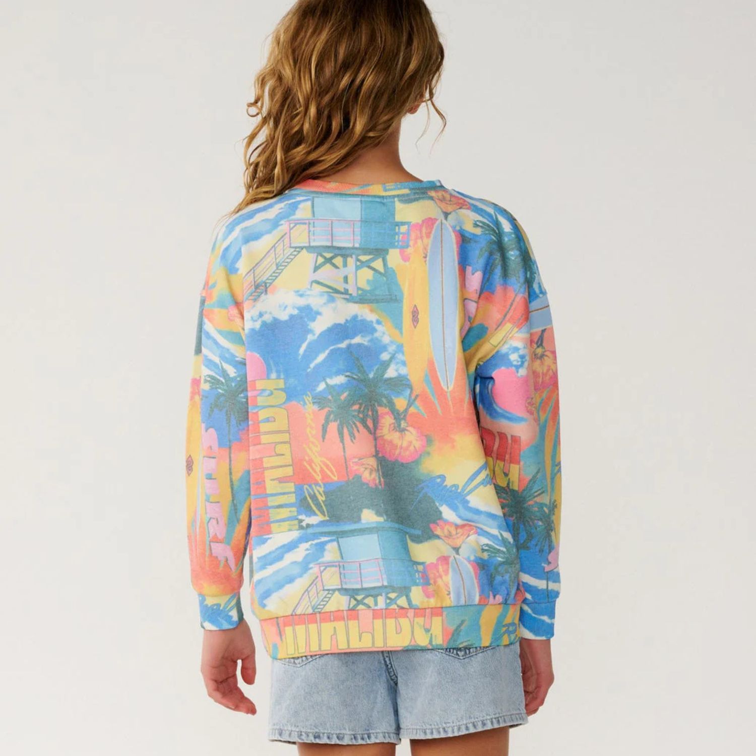 RIPCURL TEEN GIRLS SURF SIDE RELAXED CREW - MULTICO