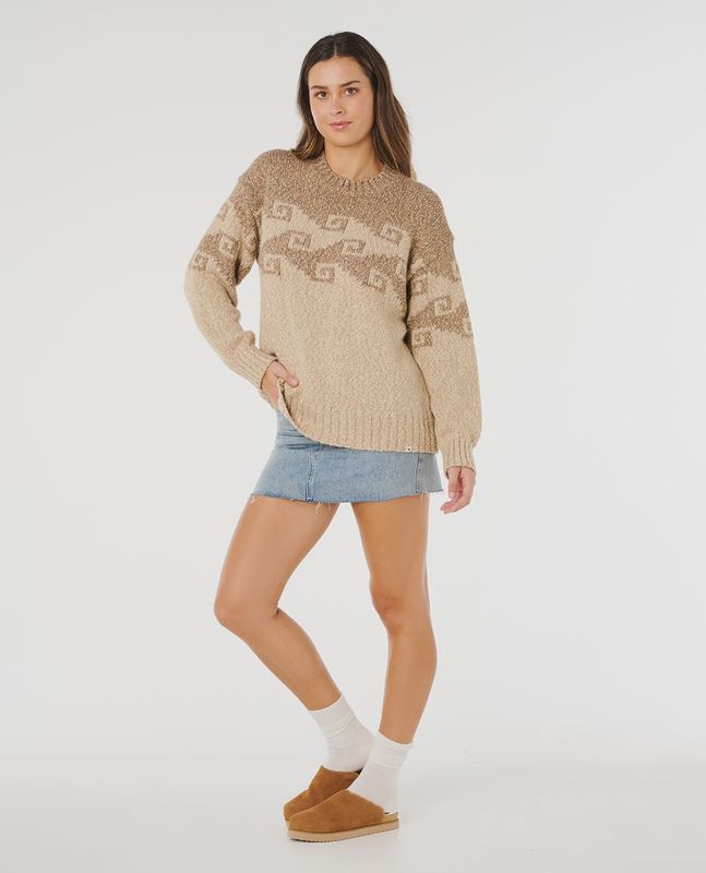 RIPCURL WOMENS PACIFIC COAST KNIT SWEATER - BLUE