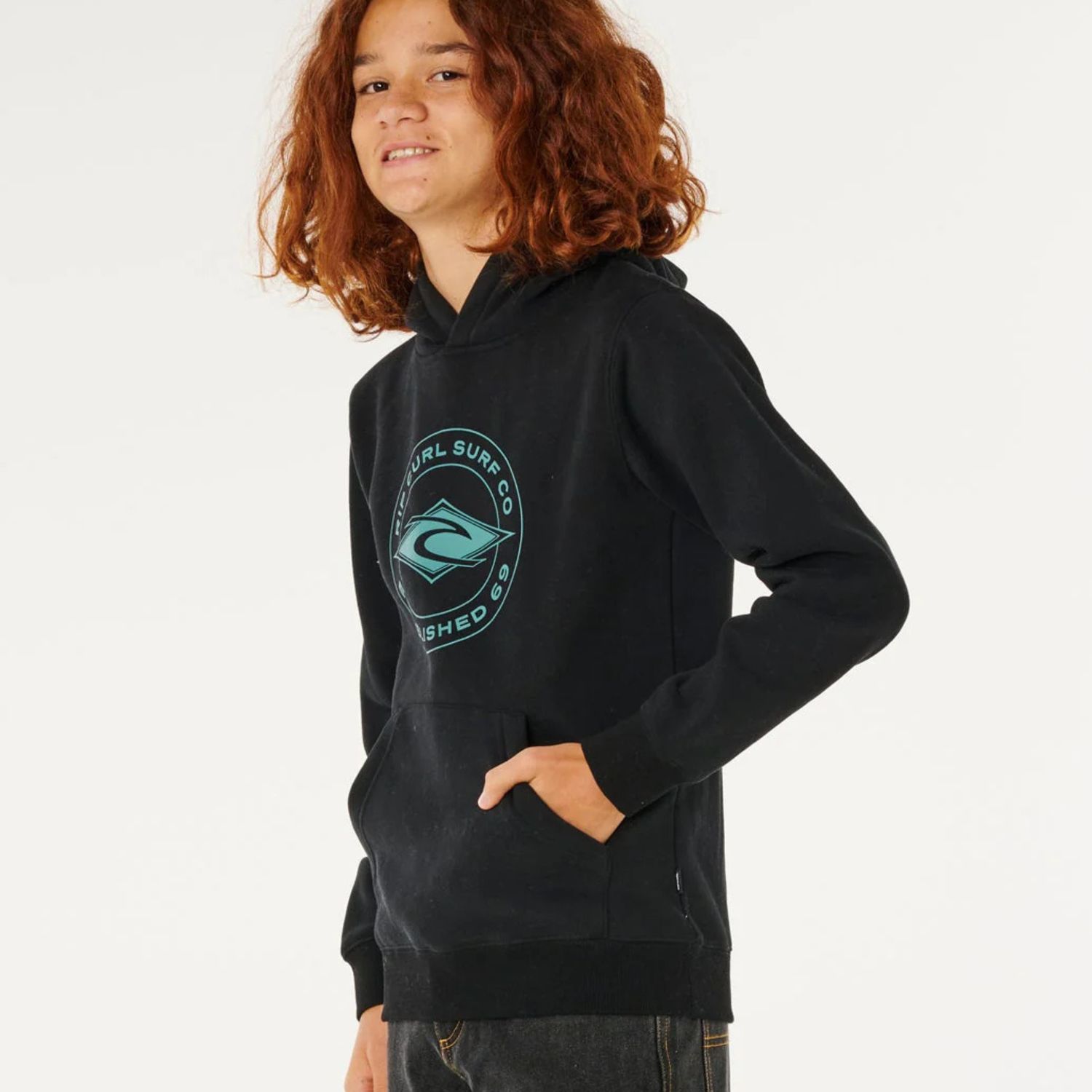 RIPCURL TEEN BOYS STAPLER HOOD - BLACK/BLACK
