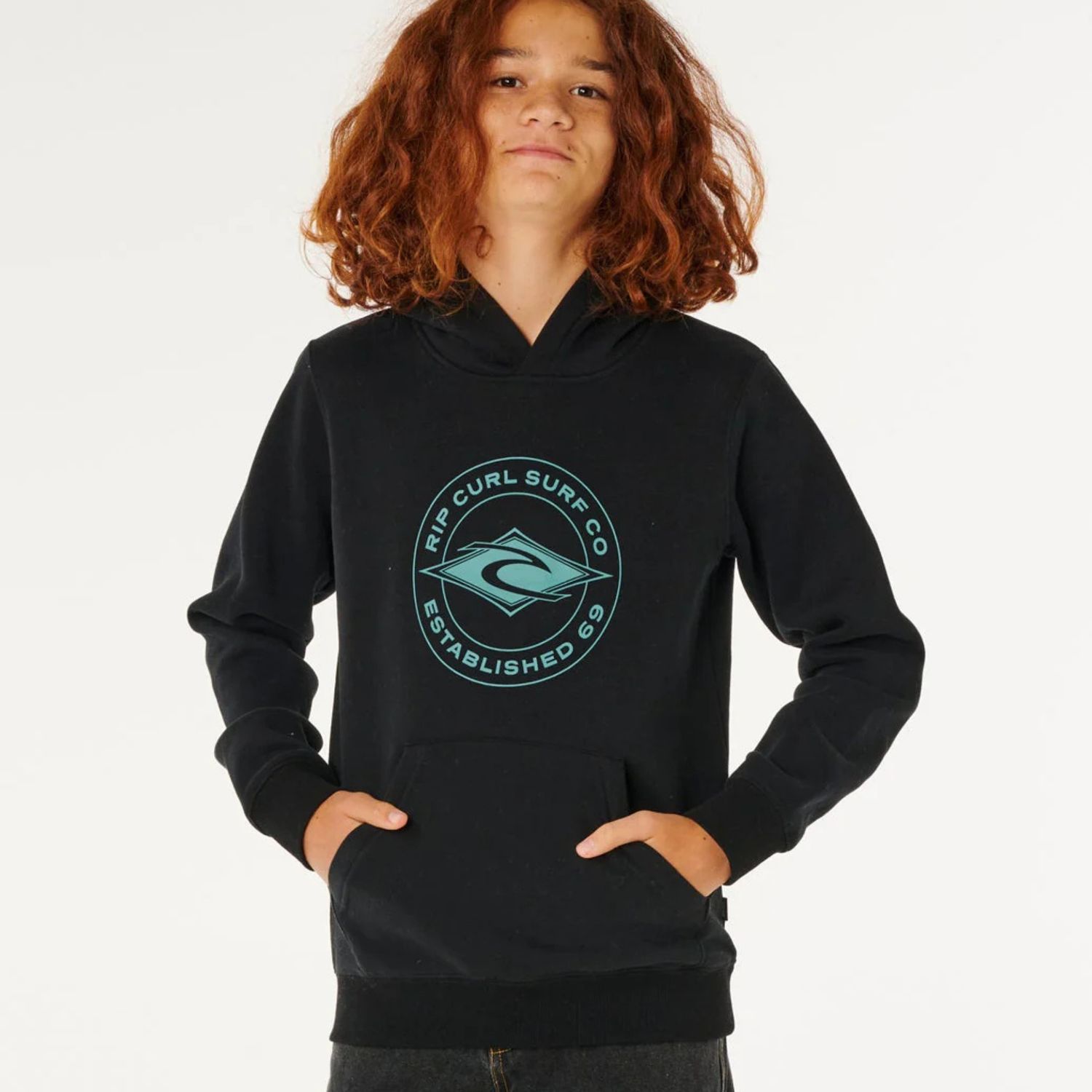 RIPCURL TEEN BOYS STAPLER HOOD - BLACK/BLACK