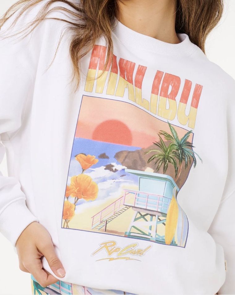 RIPCURL WOMENS HAYLEY O O/S DROP SHLDR CREW - OPTICAL WHITE