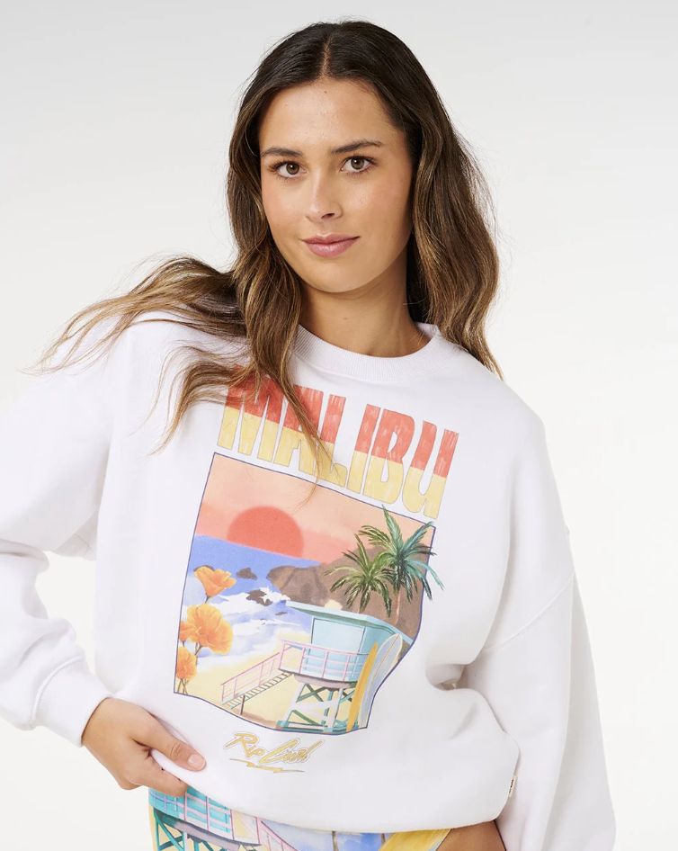 RIPCURL WOMENS HAYLEY O O/S DROP SHLDR CREW - OPTICAL WHITE