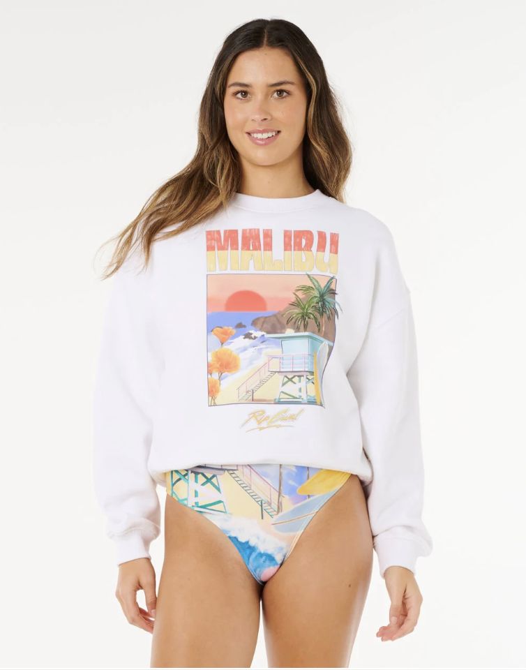 RIPCURL WOMENS HAYLEY O O/S DROP SHLDR CREW - OPTICAL WHITE