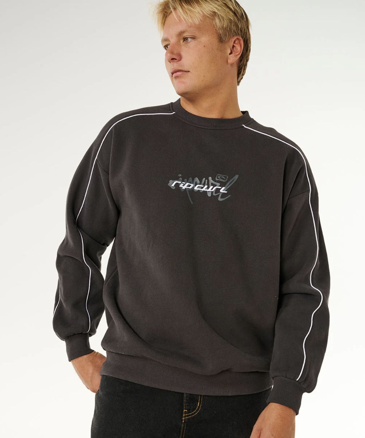 RIPCURL MENS INNER VISIONS PIPE CREW - WASHED BLACK