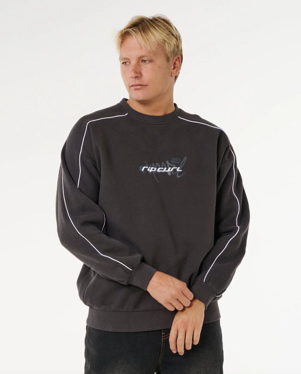 RIPCURL MENS INNER VISIONS PIPE CREW - WASHED BLACK