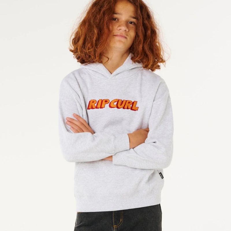 RIPCURL TEEN BOYS ETERNAL SHRED LOGO HOOD - LIGHT HEATHER GREY