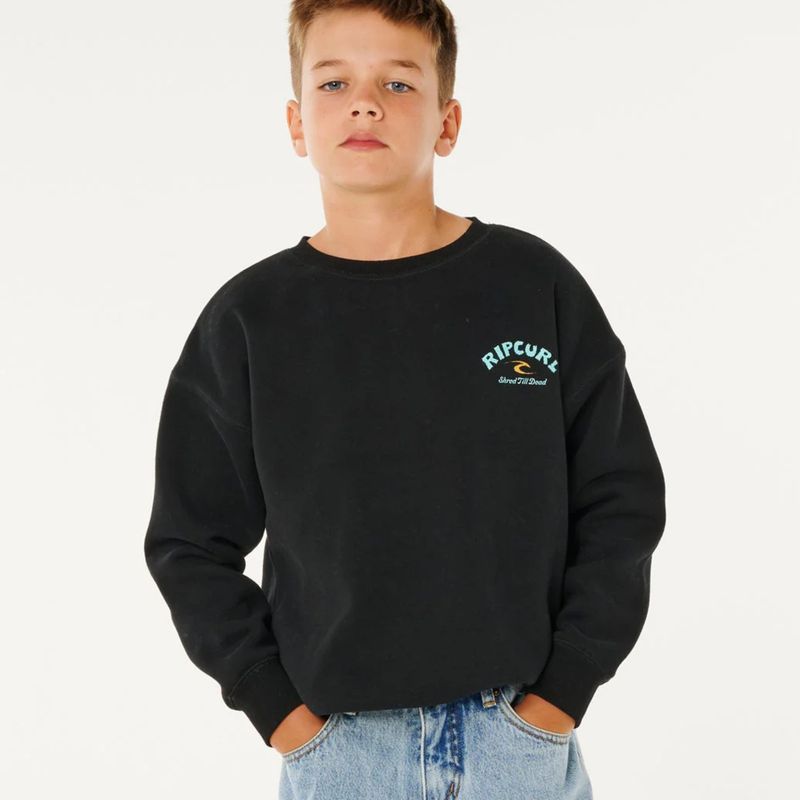 RIPCURL TEEN BOYS SHRED TILL DEAD CREW - BLACK