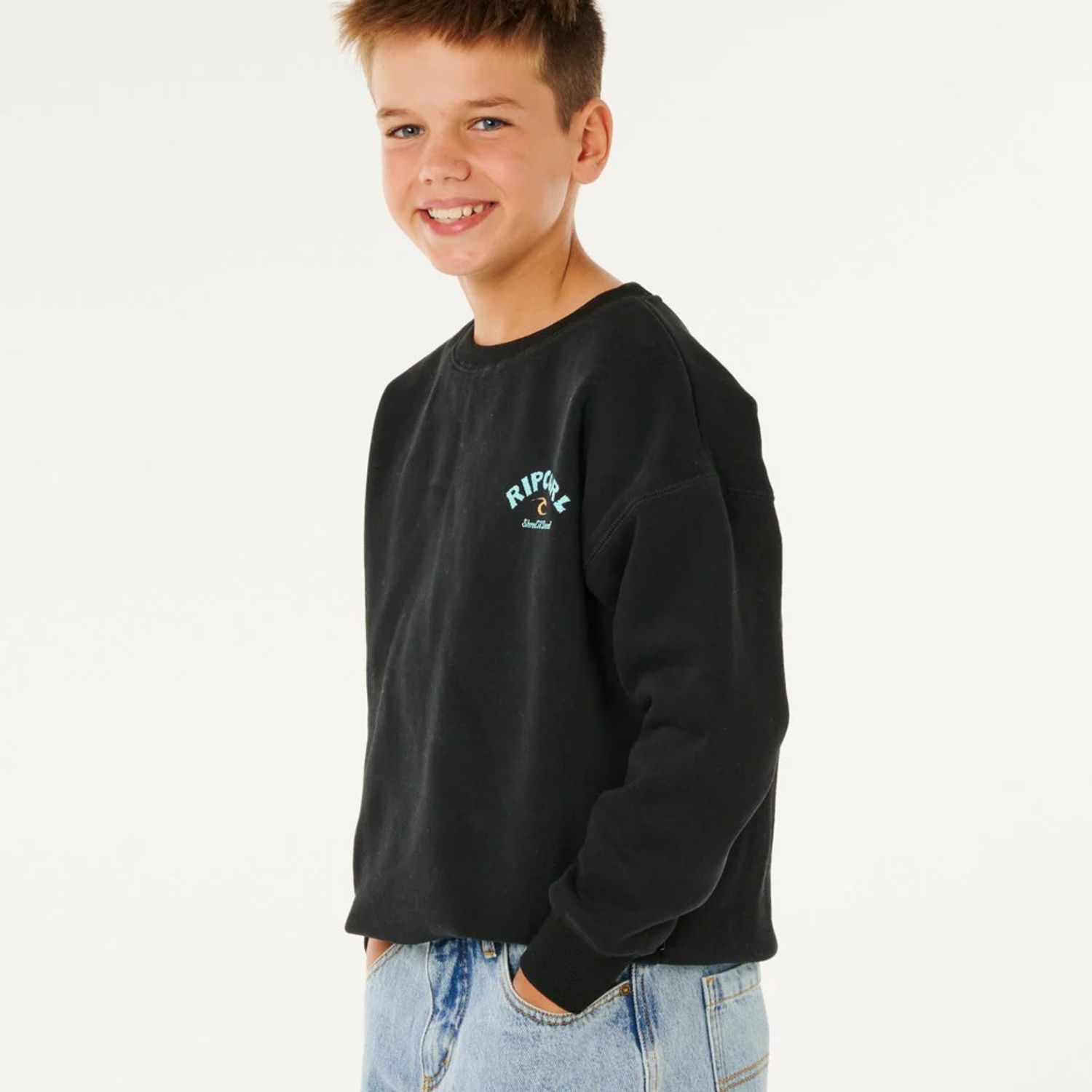 RIPCURL TEEN BOYS SHRED TILL DEAD CREW - BLACK