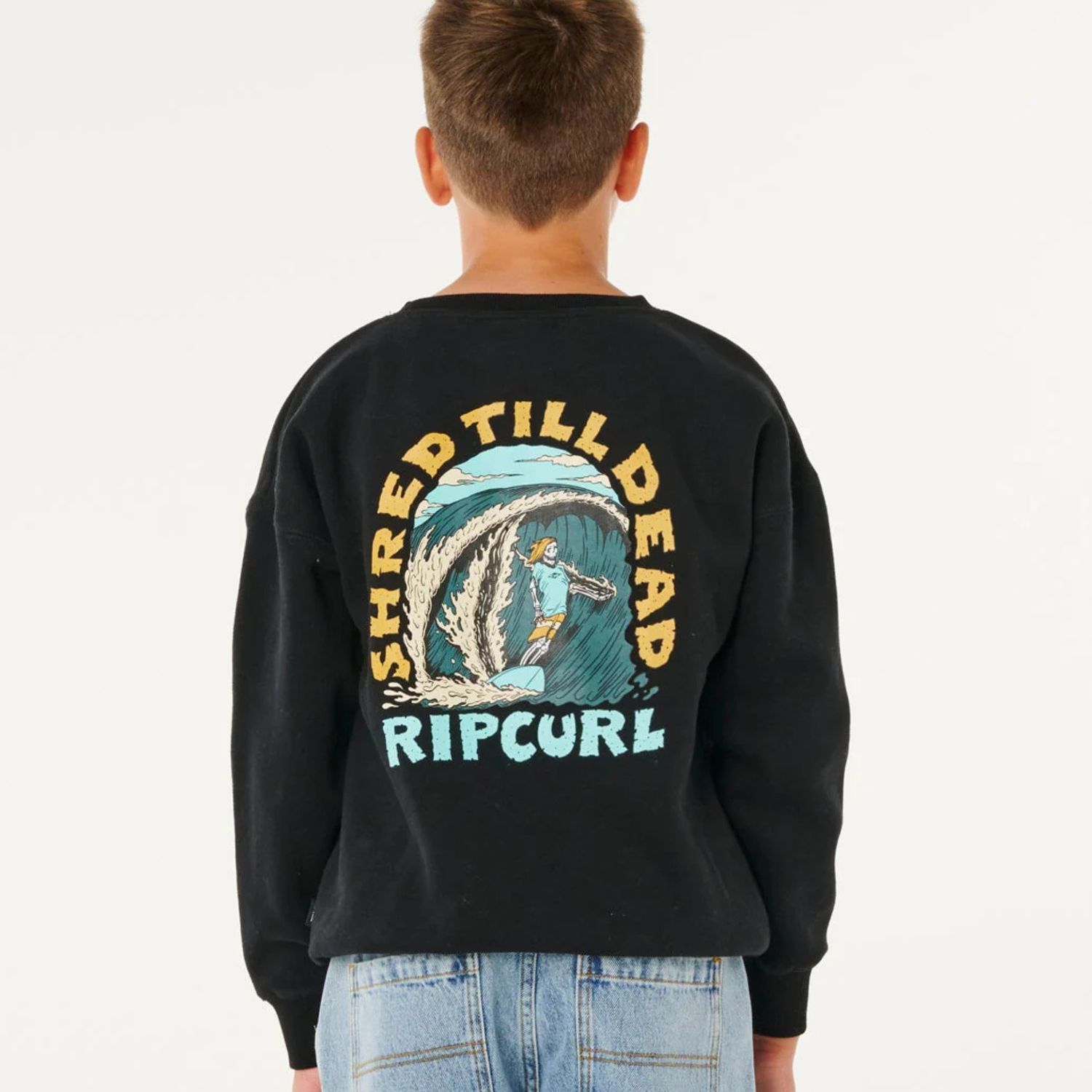 RIPCURL TEEN BOYS SHRED TILL DEAD CREW - BLACK