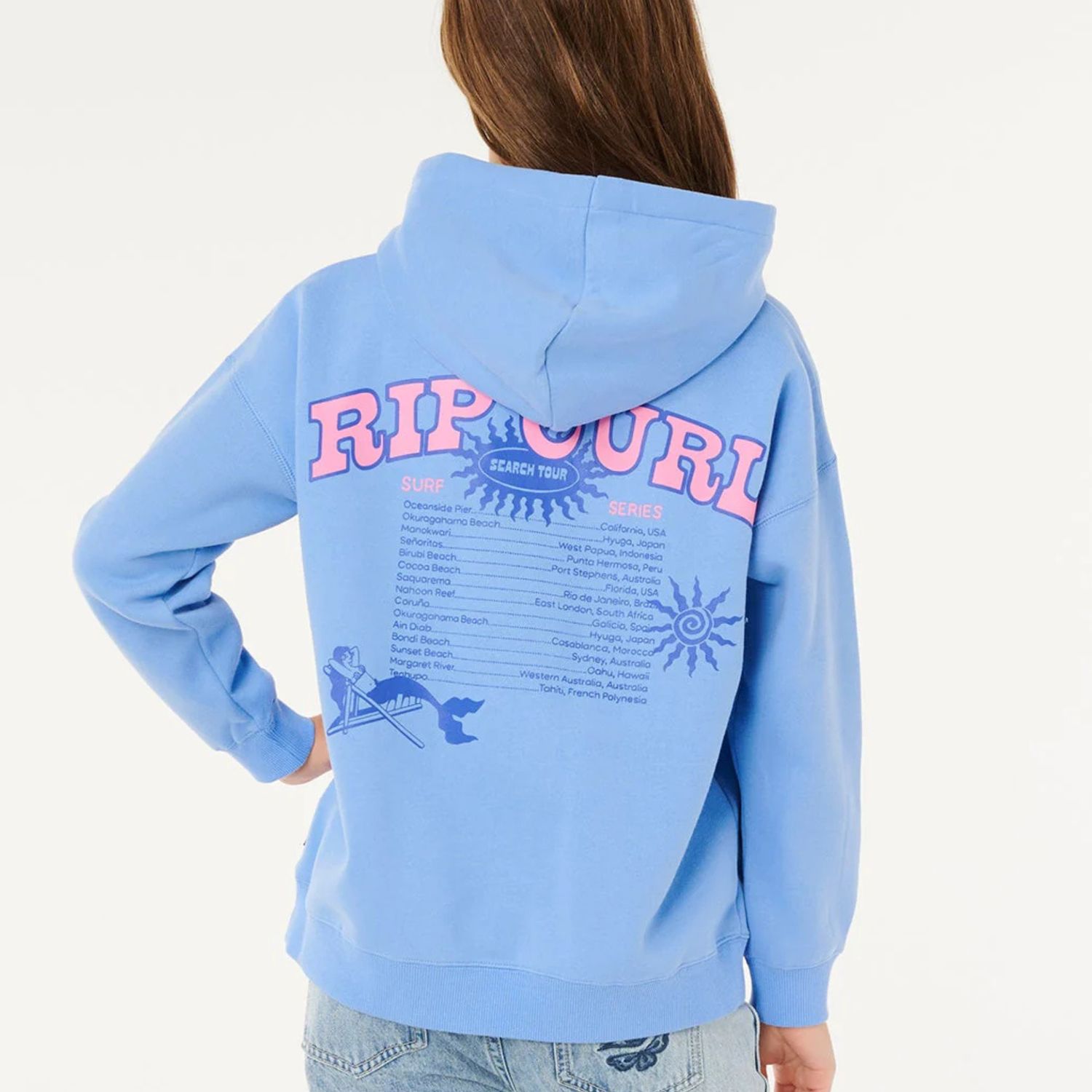 RIPCURL TEEN GIRLS SUNSHINE SQUAD TOUR HOOD - CORNFLOWER BLUE