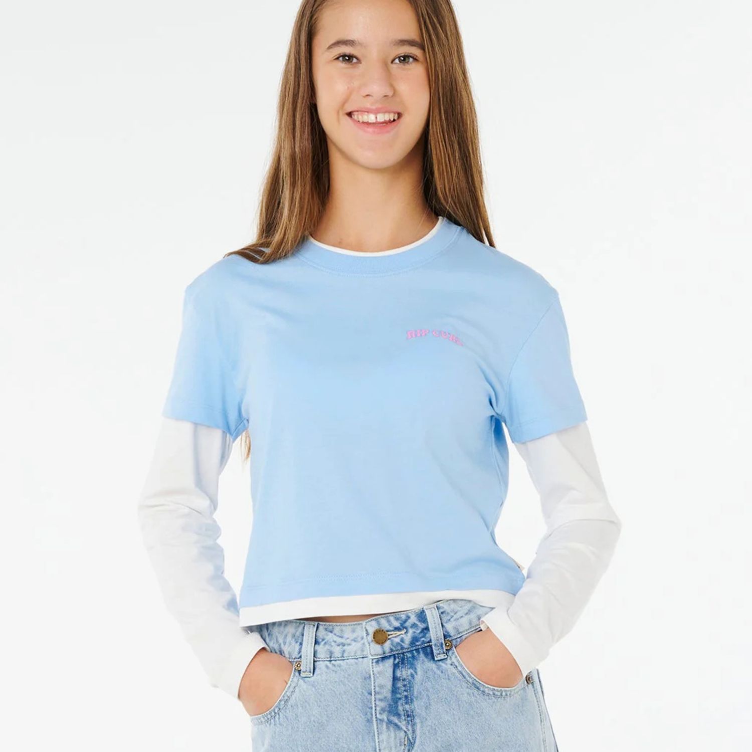 RIPCURL TEEN GIRLS SUNSHINE SQUAD L/S  TEE - SKY BLUE