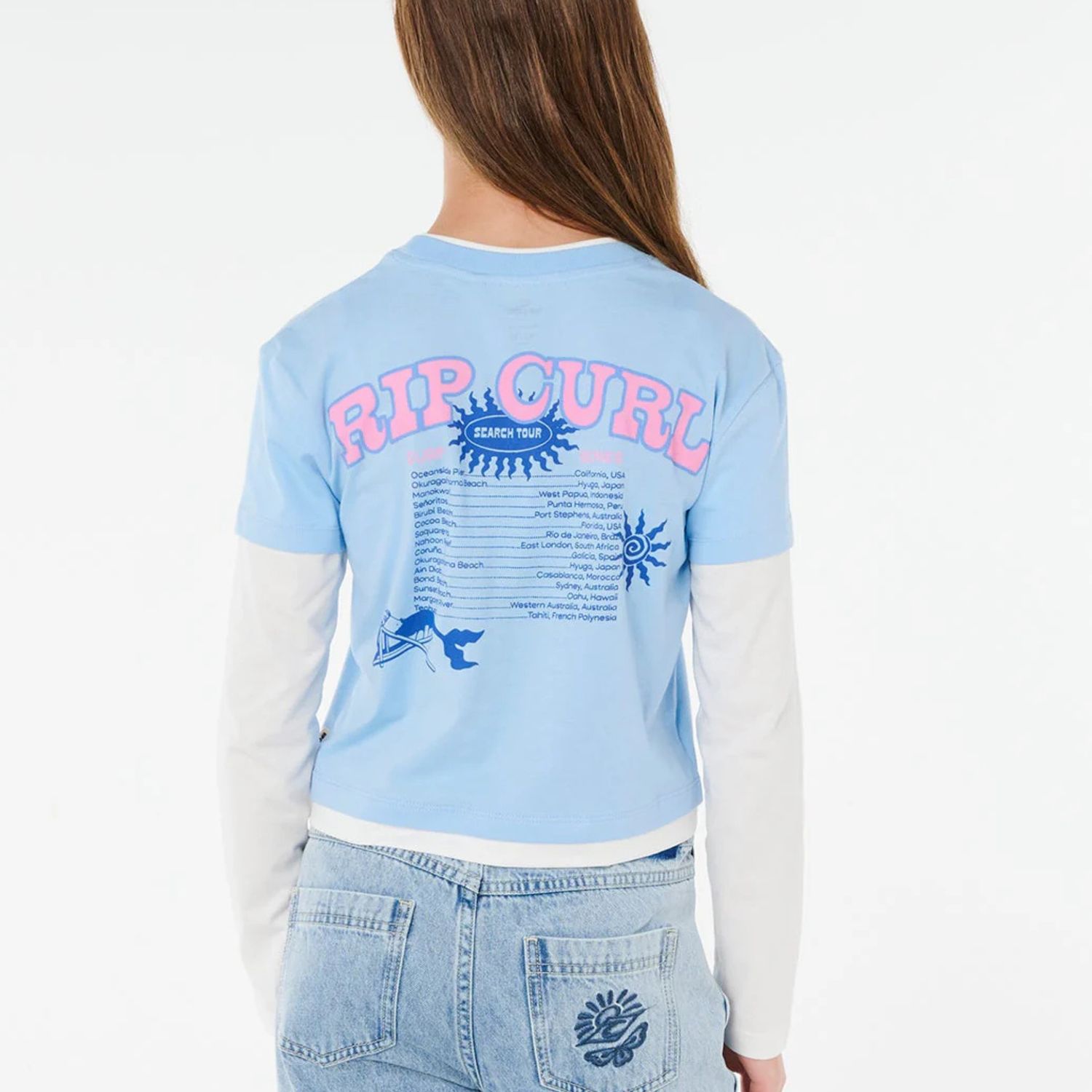 RIPCURL TEEN GIRLS SUNSHINE SQUAD L/S  TEE - SKY BLUE