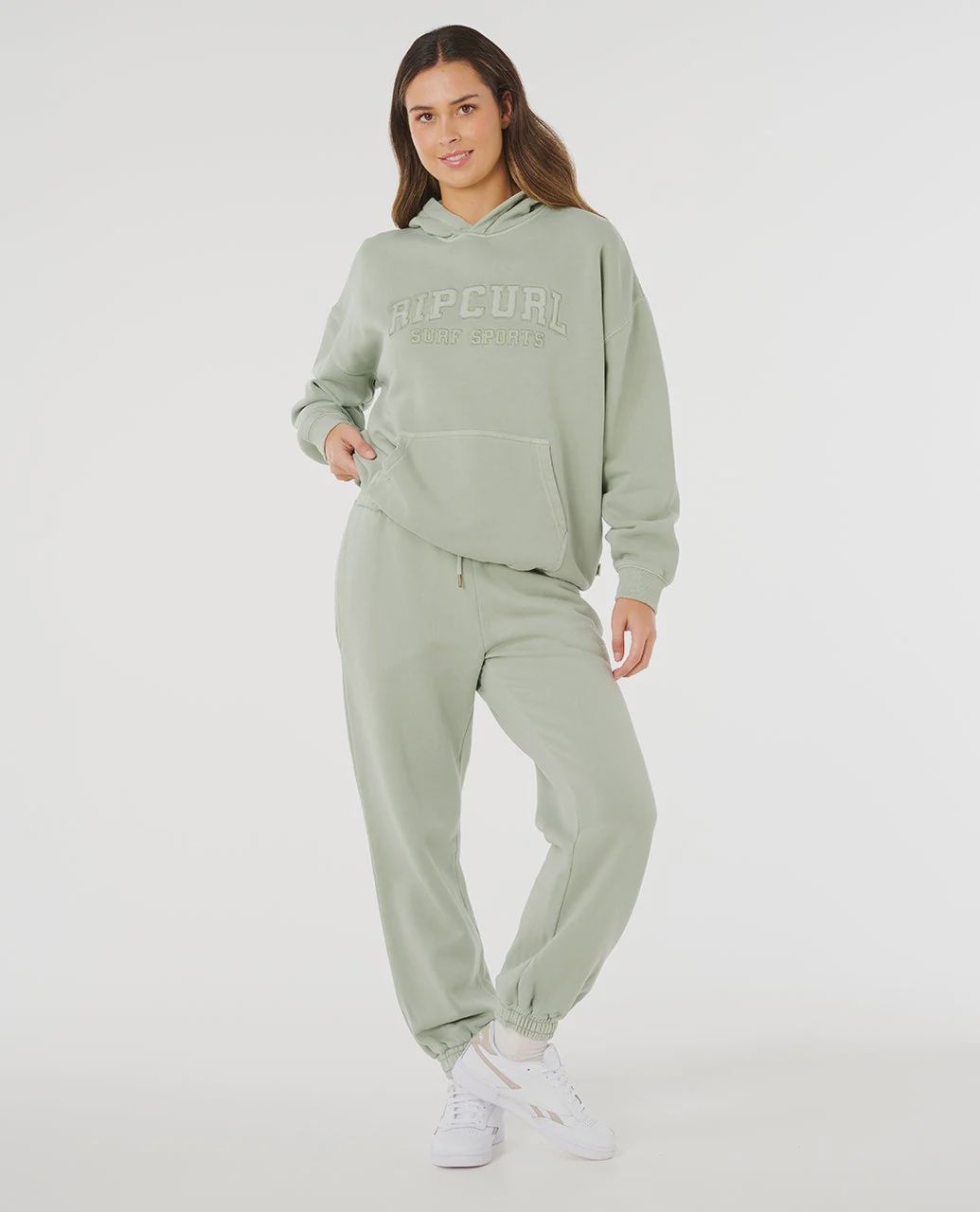 RIPCURL WOMENS VARSITY SPORTS OVERSIZED HOOD - AQUA GRAY