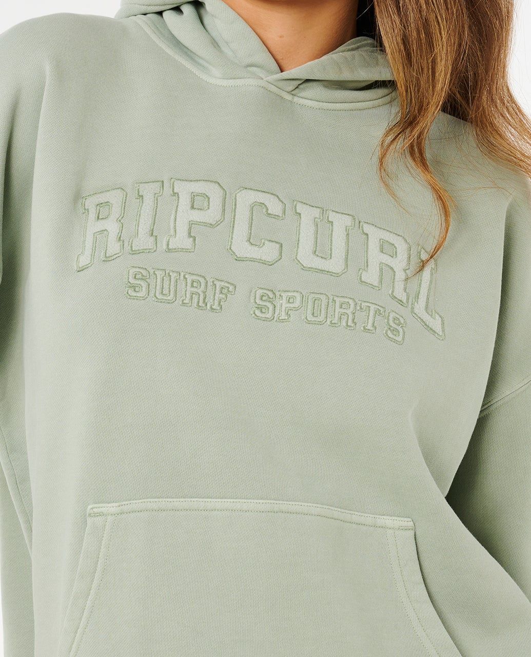 RIPCURL WOMENS VARSITY SPORTS OVERSIZED HOOD - AQUA GRAY