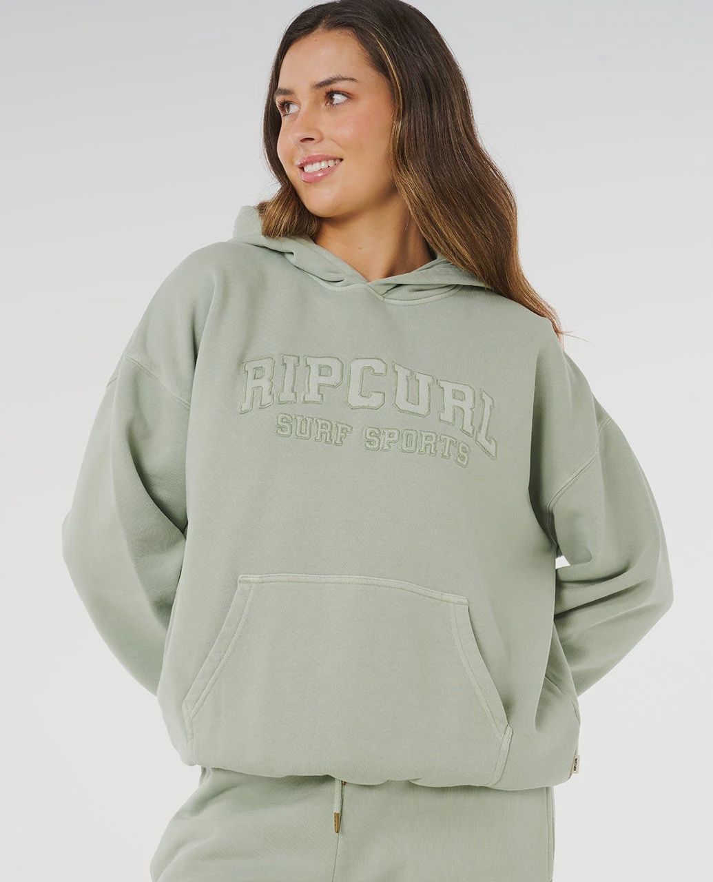RIPCURL WOMENS VARSITY SPORTS OVERSIZED HOOD - AQUA GRAY