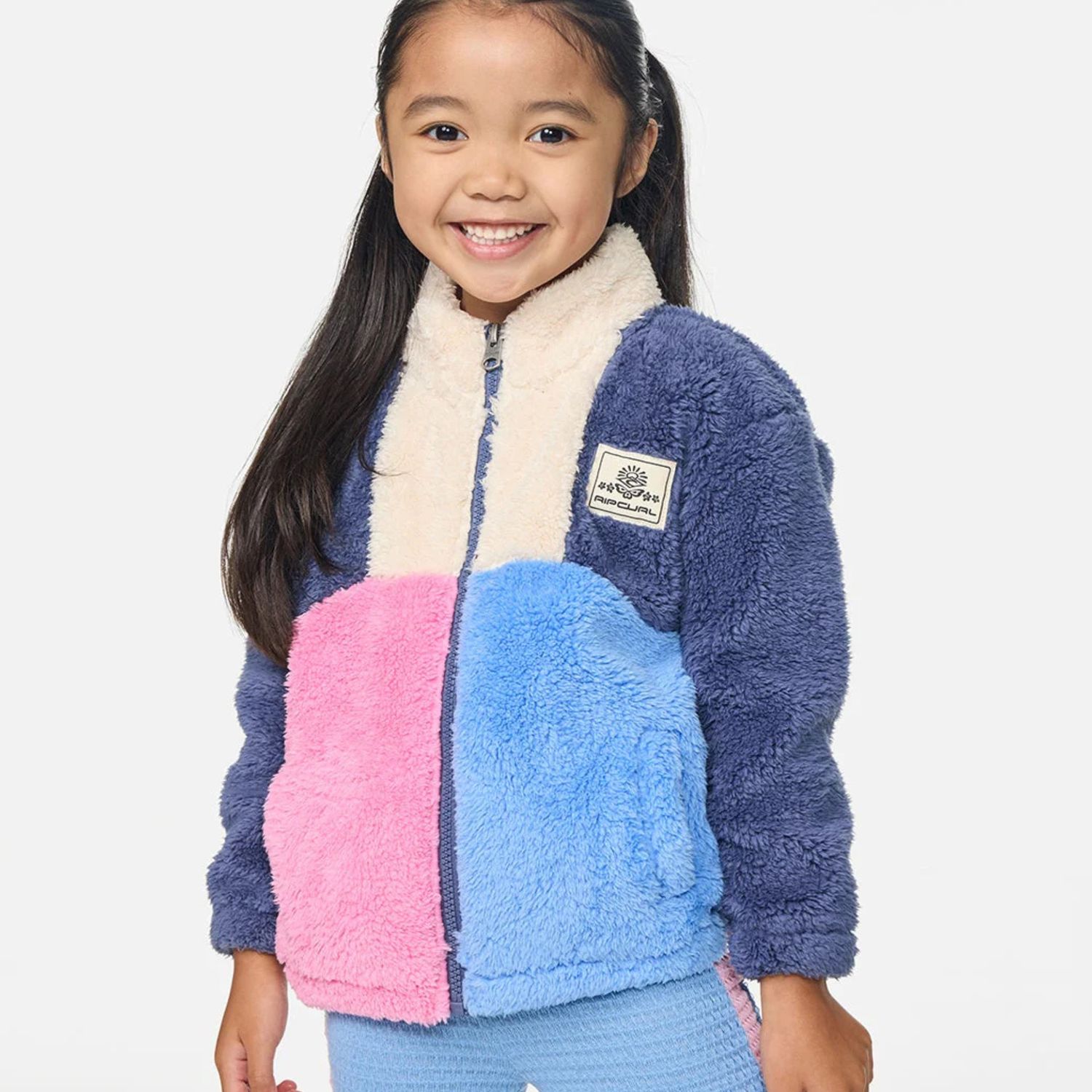 RIPCURL TODDLER GIRLS SURF BLOCK POLAR FLEECE JACKET - NAVY