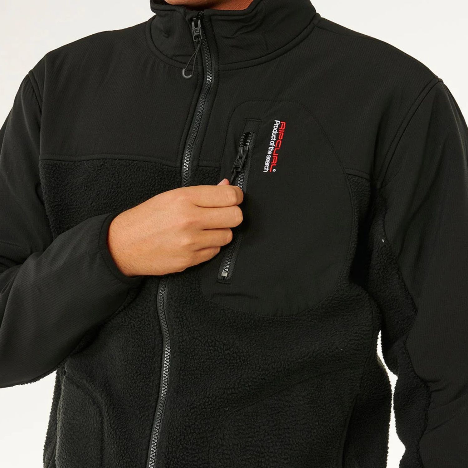 RIPCURL MENS ANTI SERIES SEARCH ZIP CREW JACKET - BLACK