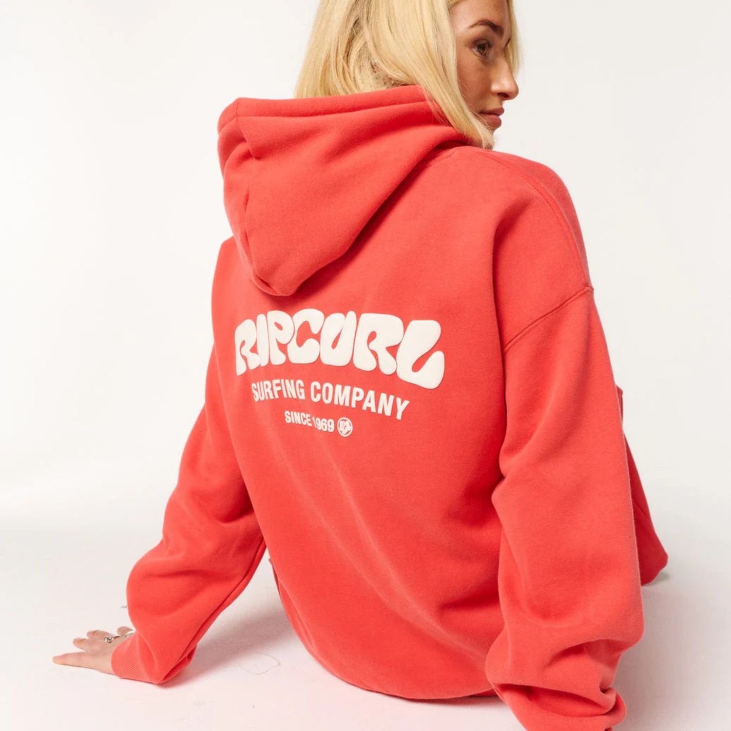 RIPCURL WOMENS SURF PUFF HERITAGE HOOD - DEEP RED