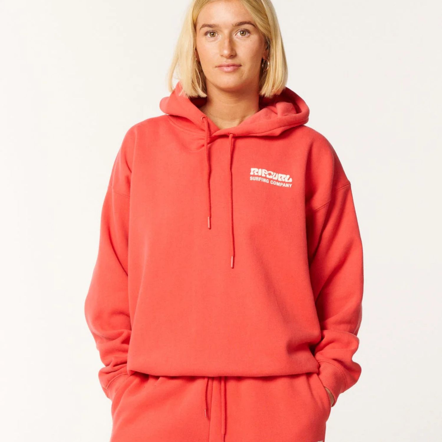 RIPCURL WOMENS SURF PUFF HERITAGE HOOD - DEEP RED