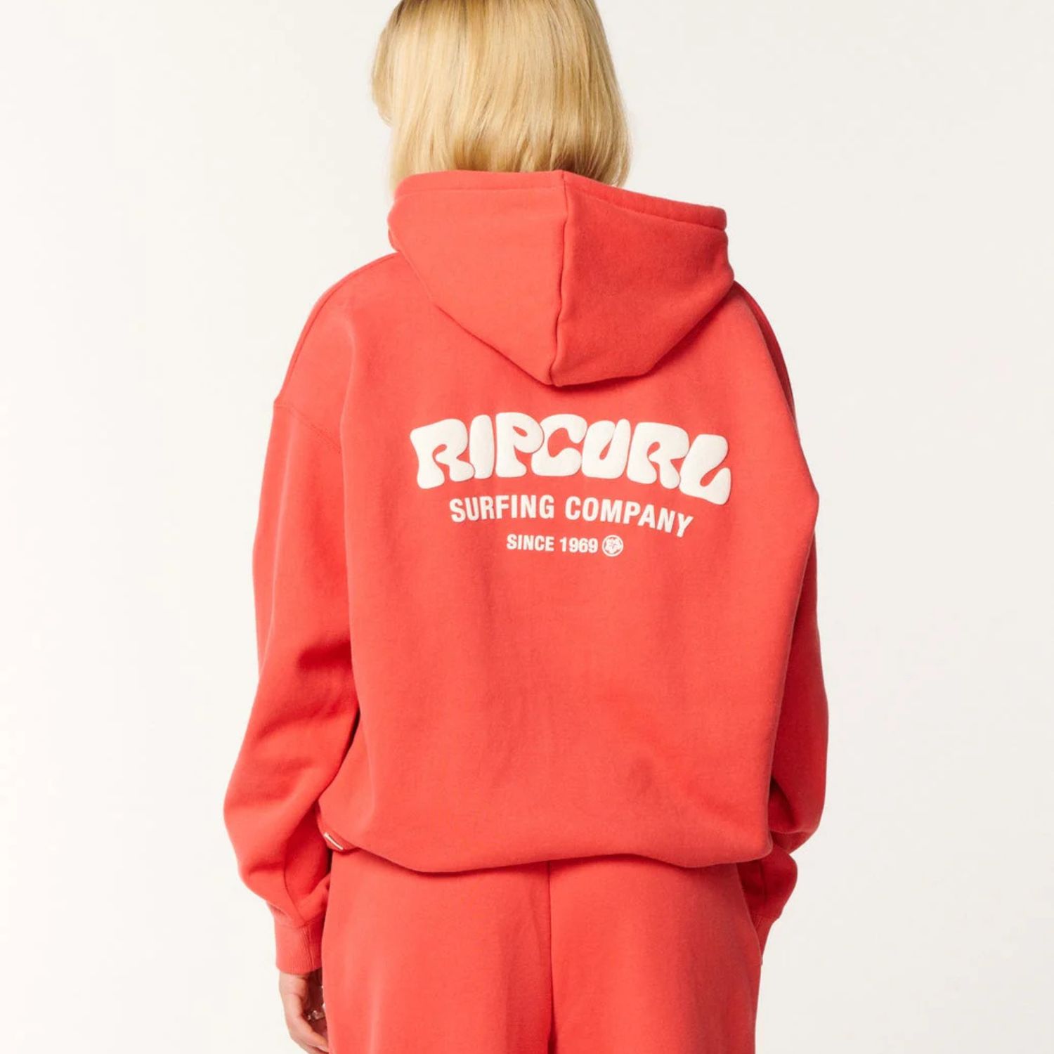 RIPCURL WOMENS SURF PUFF HERITAGE HOOD - DEEP RED