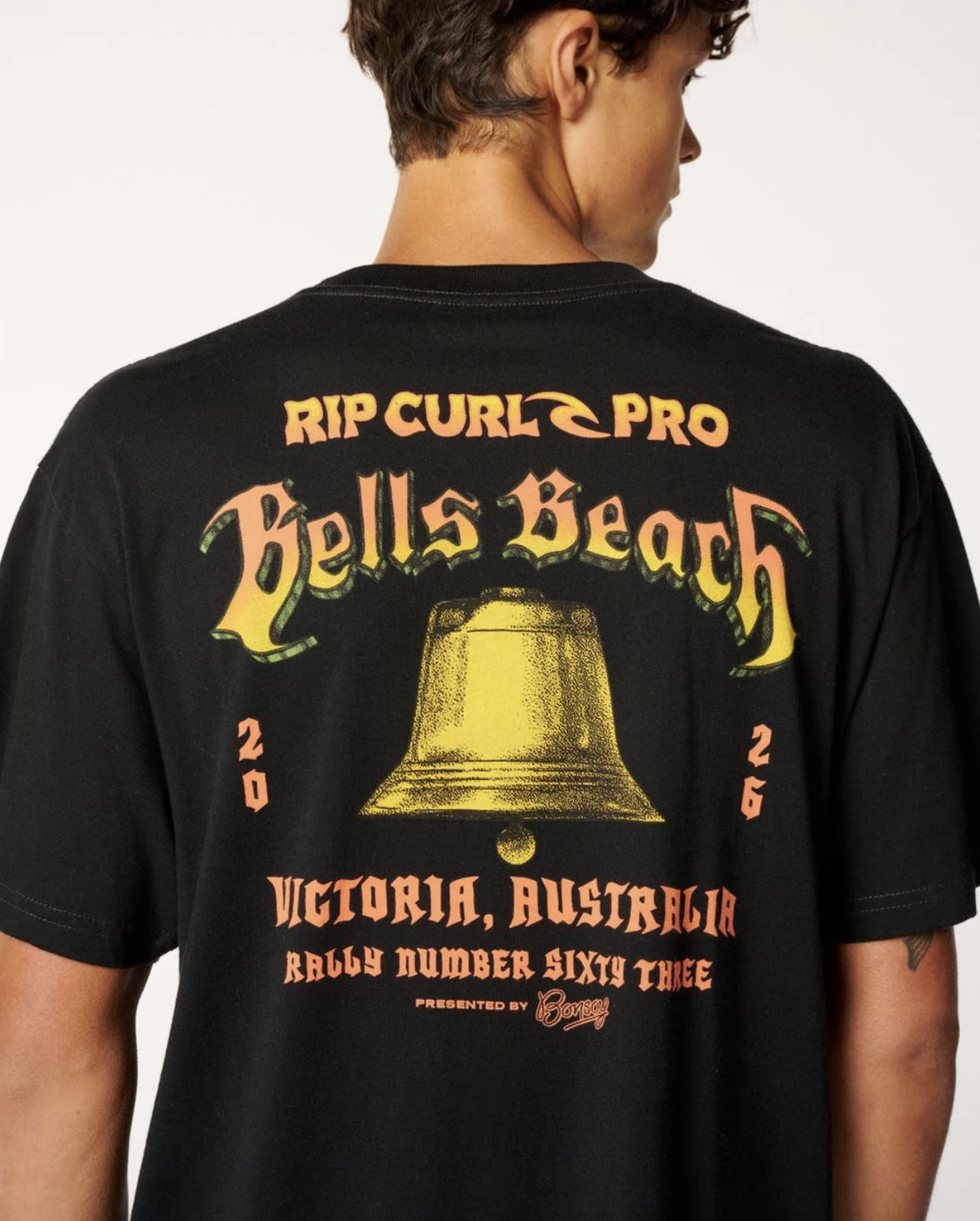 RIPCURL MENS BELLS PRO 26 BELL LOGO S/S TEE - BLACK