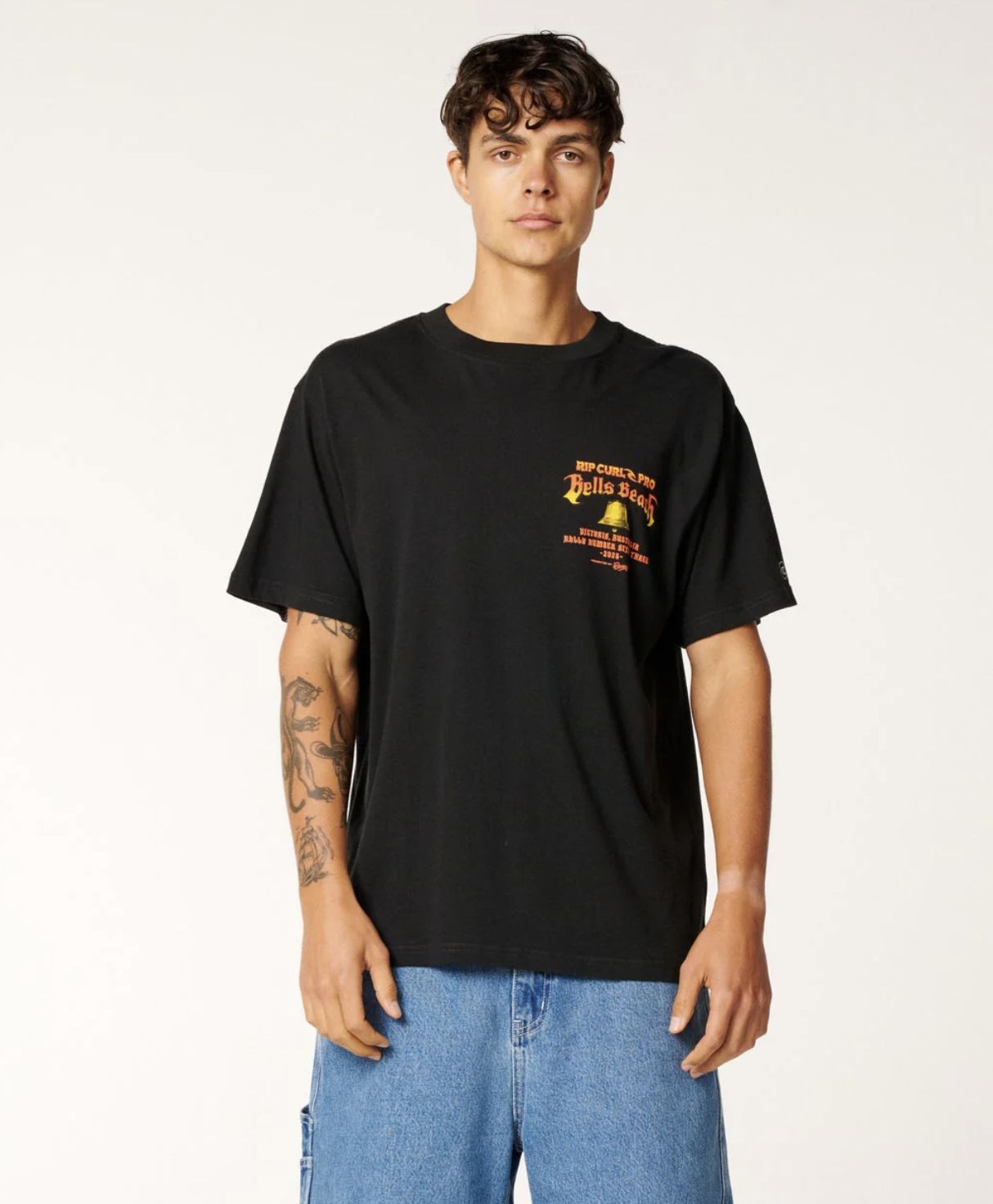 RIPCURL MENS BELLS PRO 26 BELL LOGO S/S TEE - BLACK