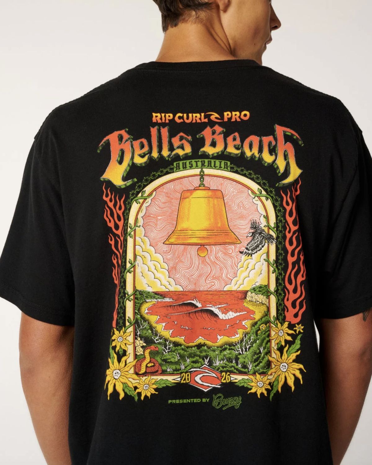 RIPCURL MENS BELLS PRO 26 EVENT S/S TEE - BLACK