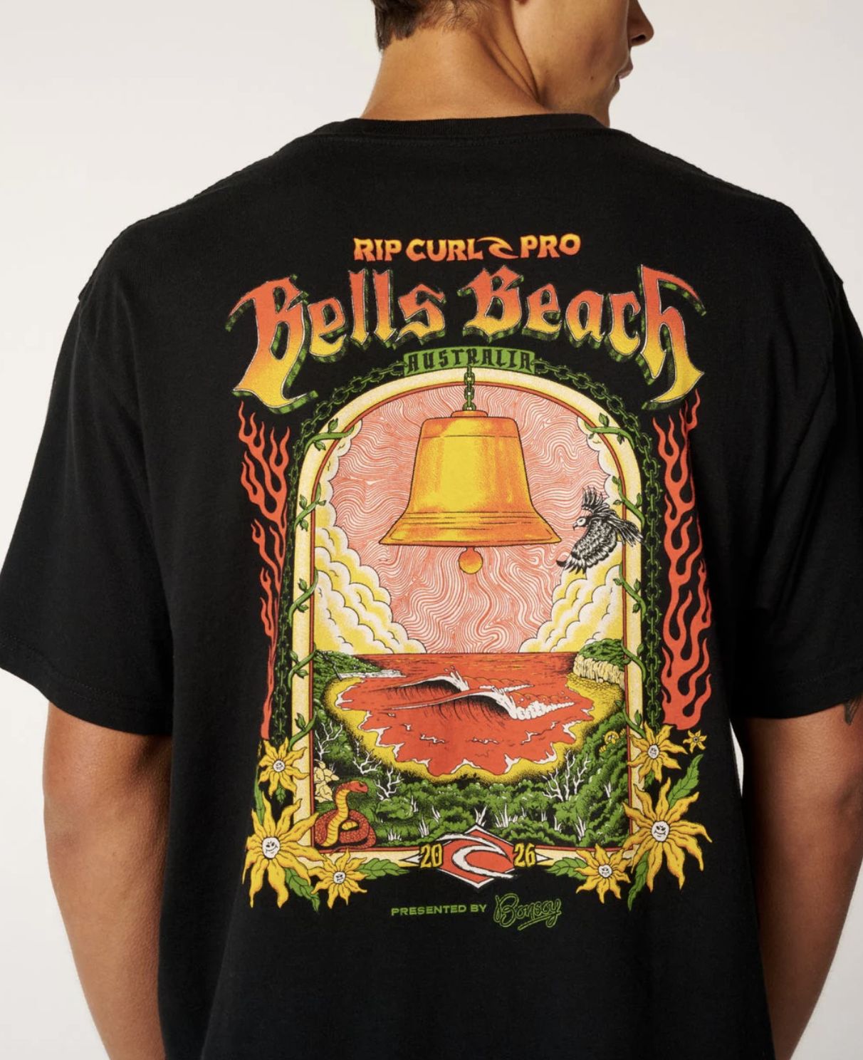 RIPCURL MENS BELLS PRO 26 EVENT S/S TEE - BLACK