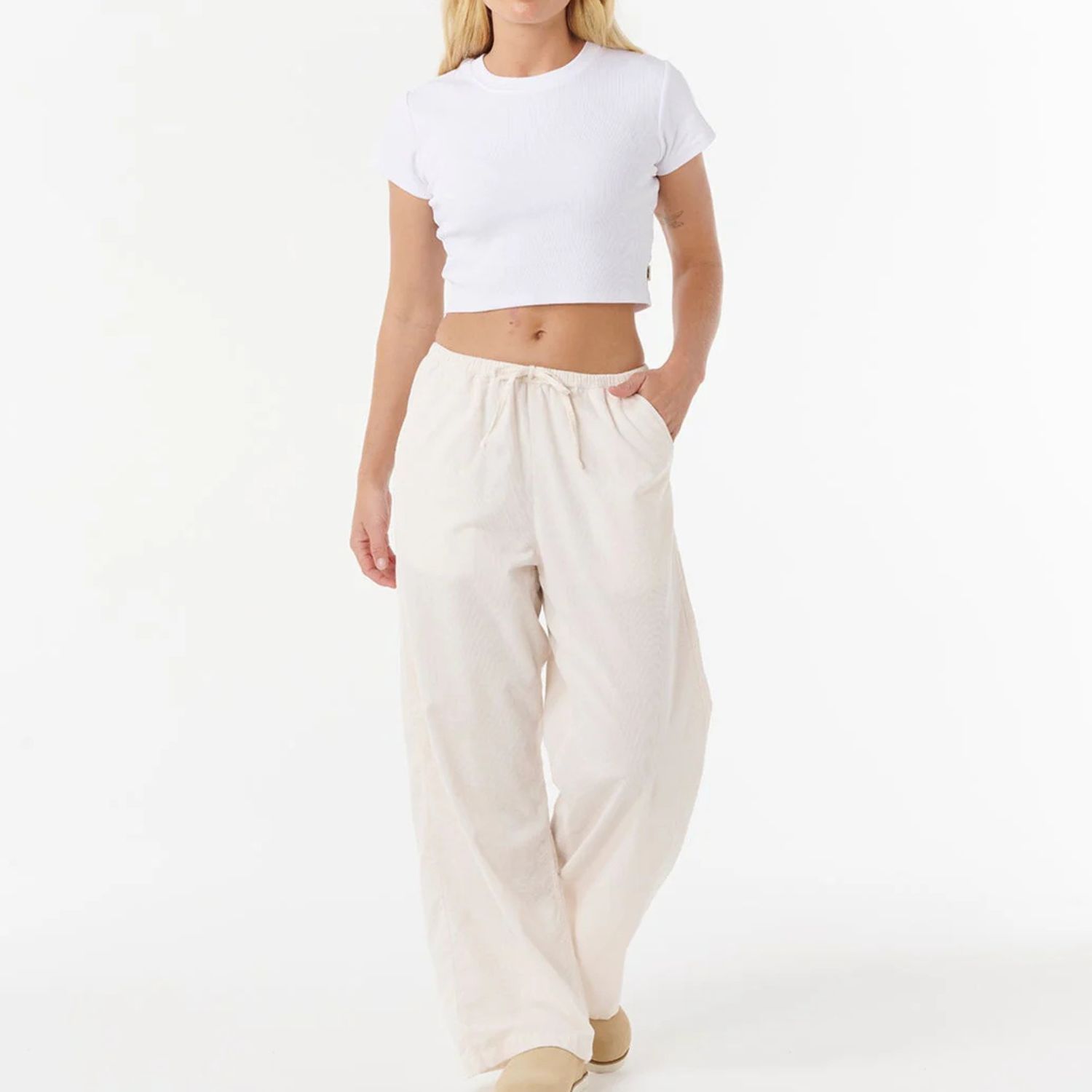 RIPCURL WOMENS KEEPSAKES WASHED CORD PANT - STONE