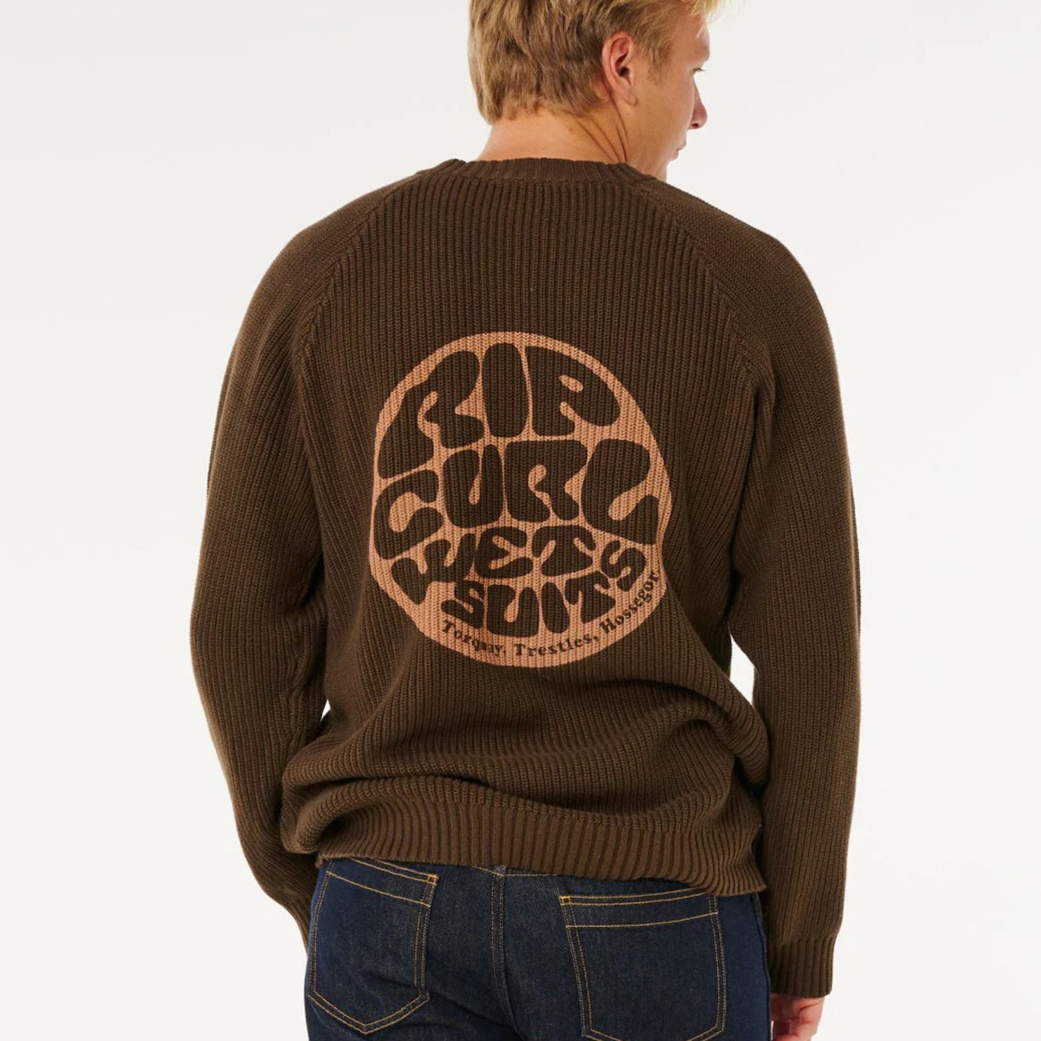 RIPCURL MENS PREMIUM SURF KNIT CREW - COFFEE