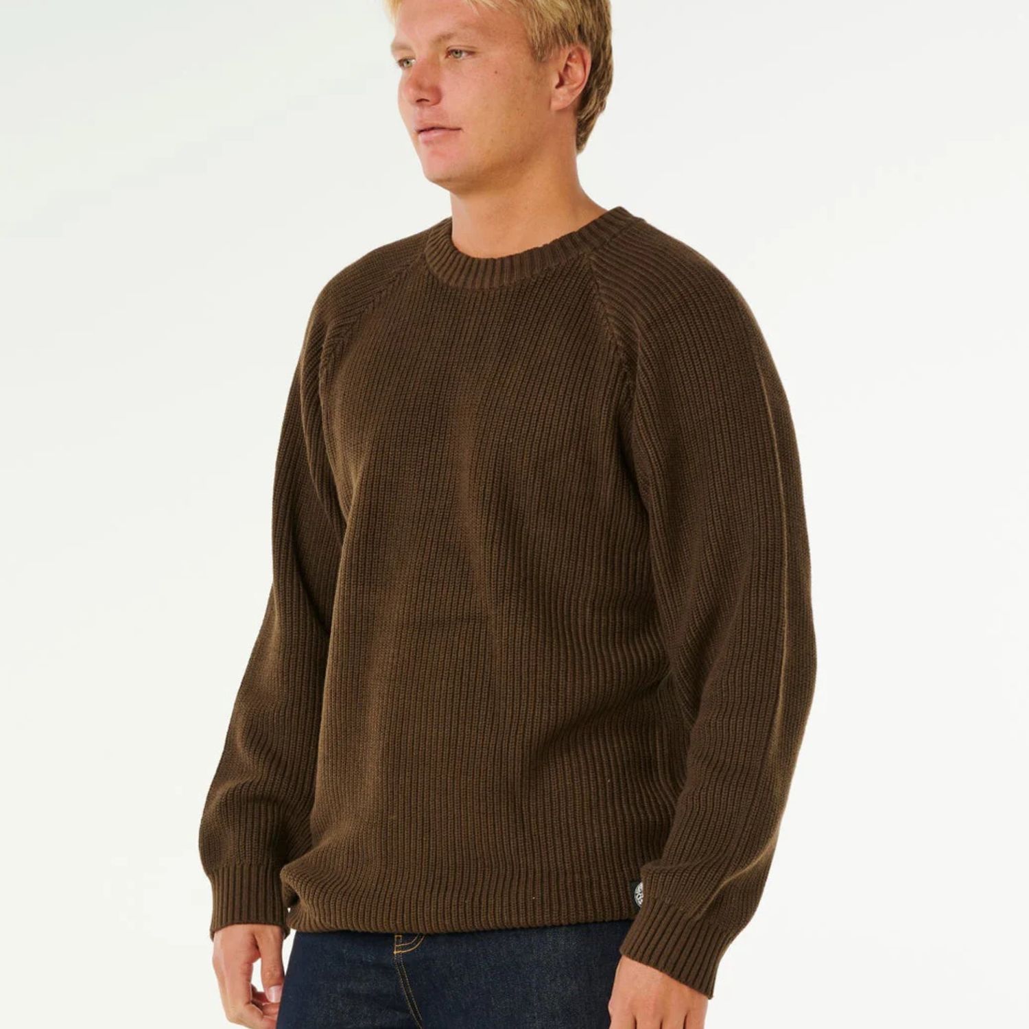 RIPCURL MENS PREMIUM SURF KNIT CREW - COFFEE