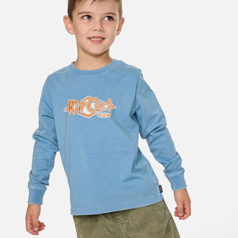 RIPCURL TODDLER BOYS RIDE THE WAVE LS TEE - FADED DENIM