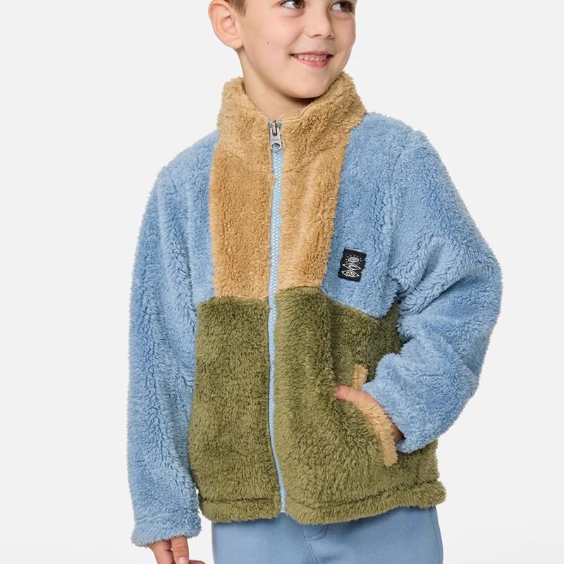 RIPCURL TODDLER BOYS BLOCK PARTY POLAR FLEECE JACKET - FADED DENIM