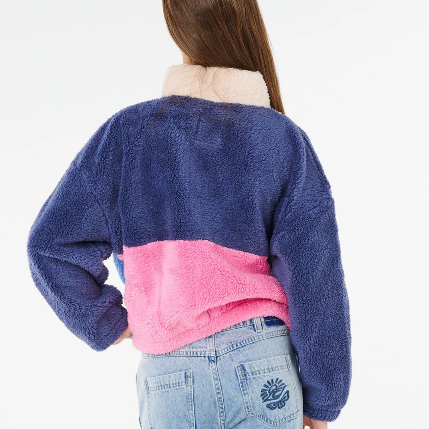 RIPCURL TEEN GIRLS BLOCK PARTY POLAR FLEECE JACKET - NAVY