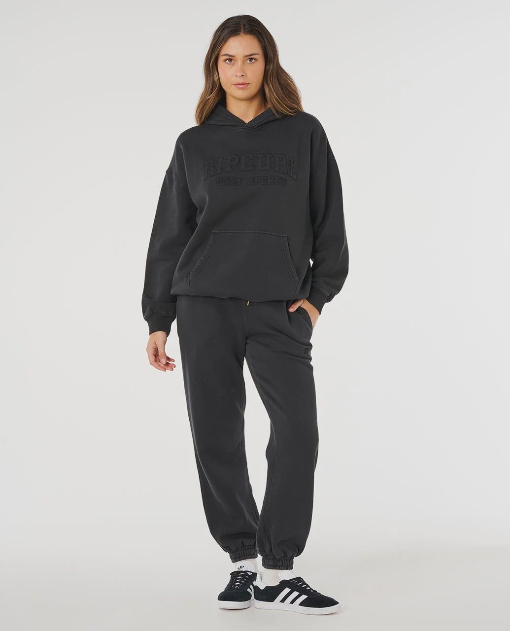 RIPCURL WOMENS VARSITY SPORTS OVERSIZED HOOD - BLACK