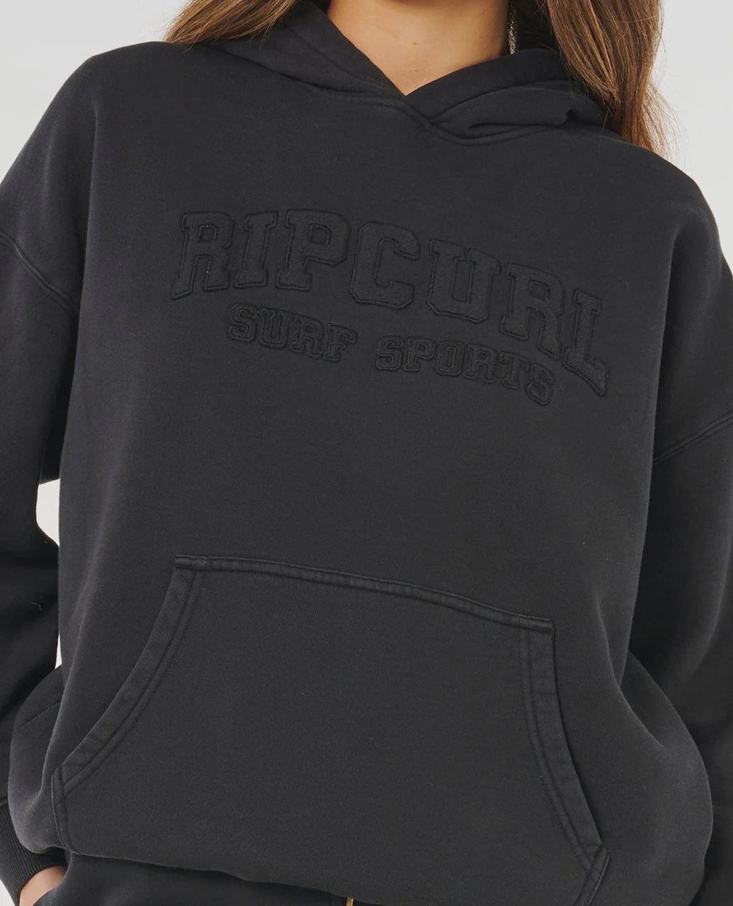 RIPCURL WOMENS VARSITY SPORTS OVERSIZED HOOD - BLACK