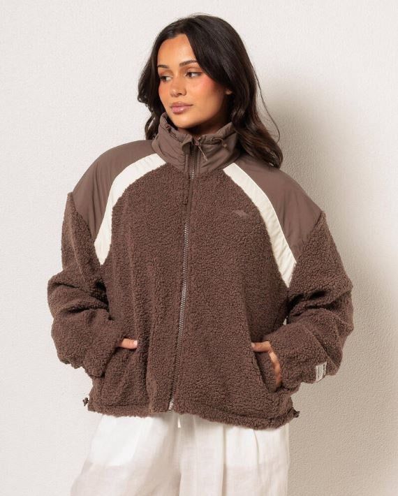 RIPCURL WOMENS ANTI-SERIES POLAR FLEECE JACKET - BROWN