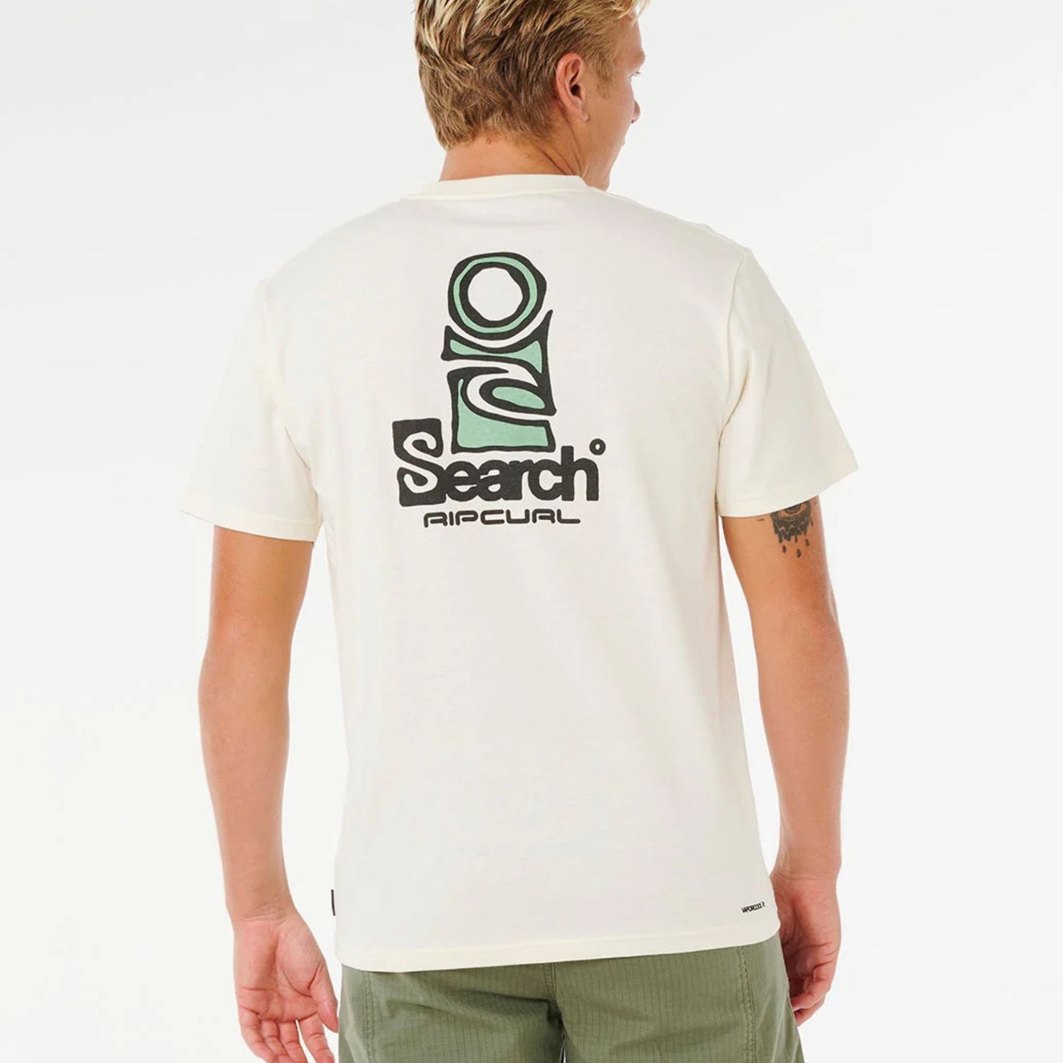 RIPCURL MENS VAPORCOOL SEARCH STACK S/S TEE - BONE
