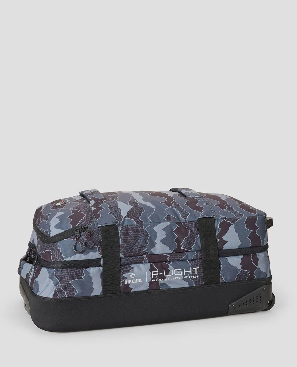 RIPCURL MENS F-LIGHT GLOBAL 100L SEARCH CAMO TRAVEL BAG - BLACK/GREY