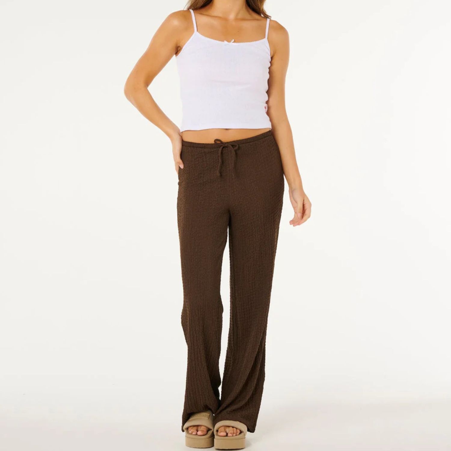 RIPCURL WOMENS COASTAL WAFFLE PANT - BROWN