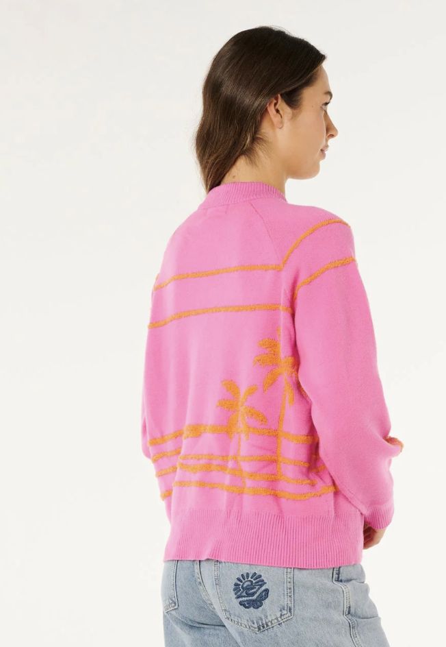 RIPCURL WOMENS HOTEL MALIBU JACQUARD CREW - SUPER PINK