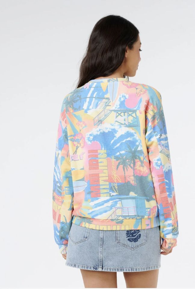 RIPCURL WOMENS SURF SIDE RELAXED CREW - MULTICO
