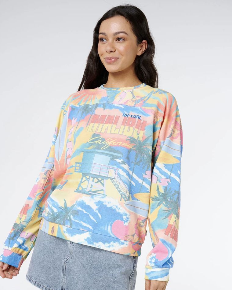 RIPCURL WOMENS SURF SIDE RELAXED CREW - MULTICO