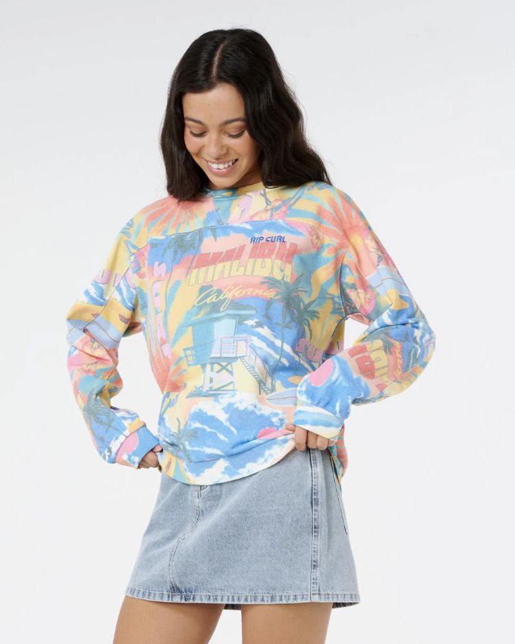 RIPCURL WOMENS SURF SIDE RELAXED CREW - MULTICO