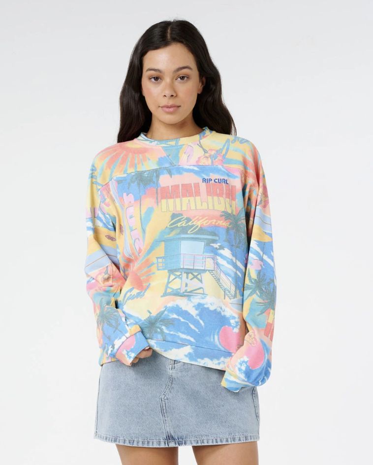 RIPCURL WOMENS SURF SIDE RELAXED CREW - MULTICO