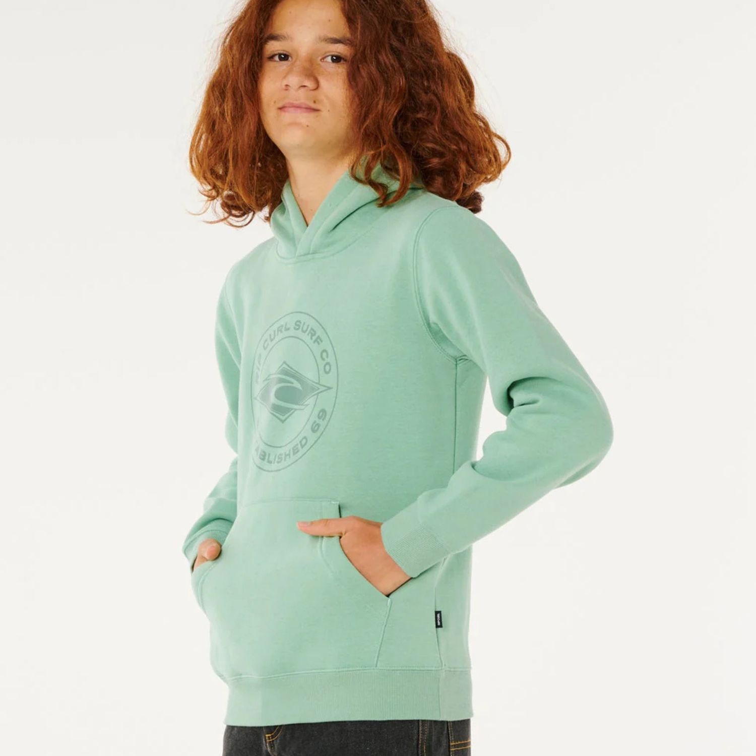 RIPCURL TEEN BOYS STAPLER HOOD - ALOE