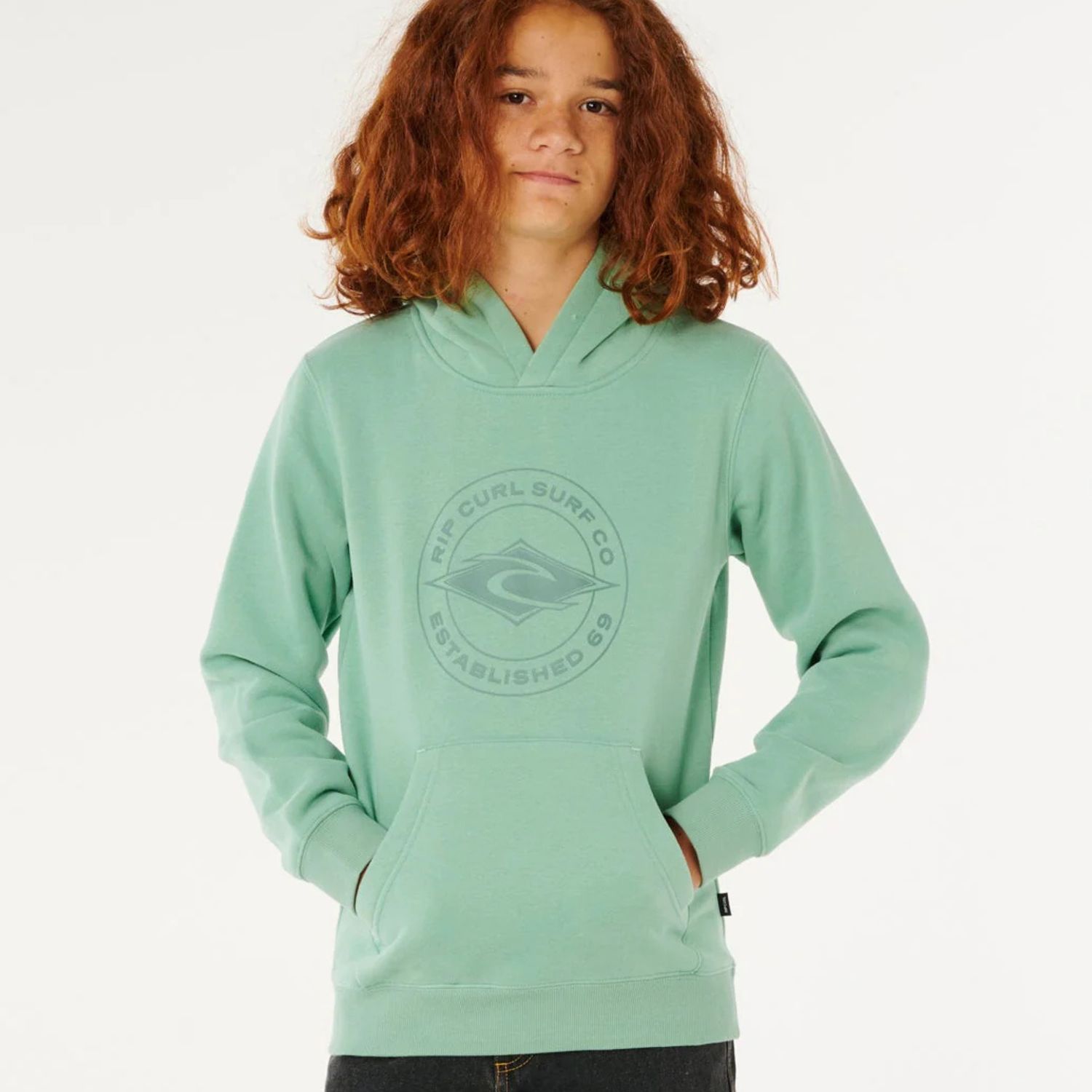 RIPCURL TEEN BOYS STAPLER HOOD - ALOE