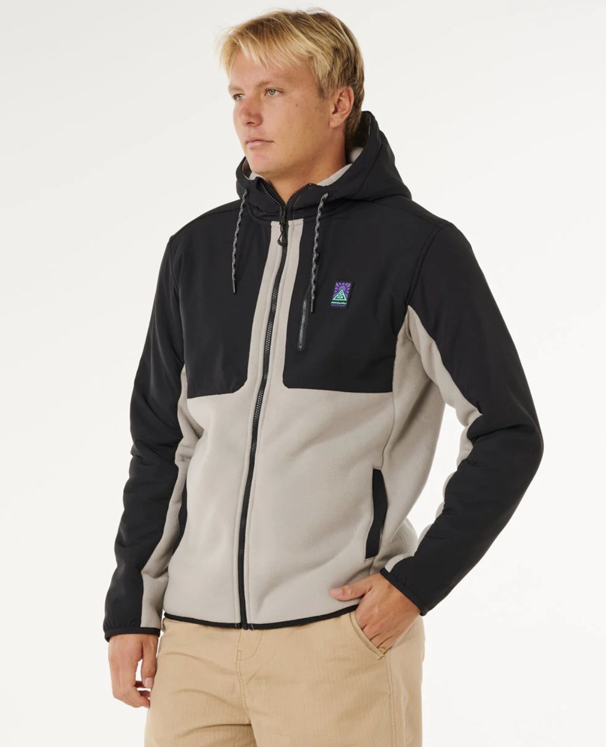 RIPCURL MENS ANTI SERIES SEARCH ZIP THRU JACKET - STONE