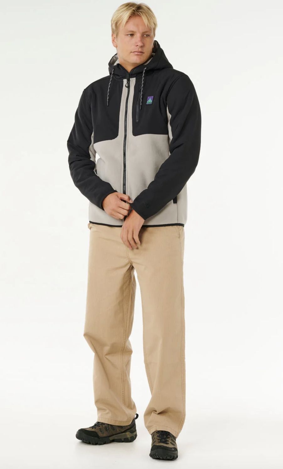 RIPCURL MENS ANTI SERIES SEARCH ZIP THRU JACKET - STONE